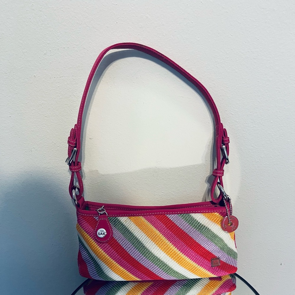 The Sak Pink Multicolor Diagonal Stripe Shoulder Bag - Picture 8 of 9